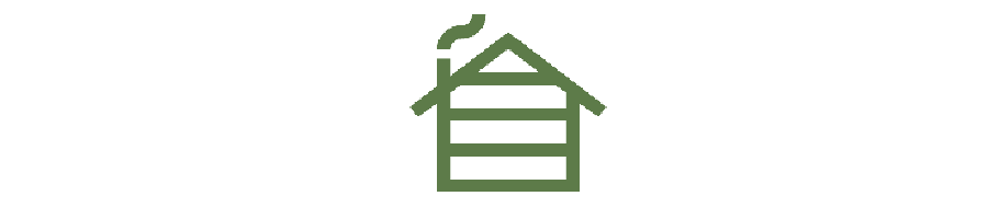 A simple green house icon with a chimney.